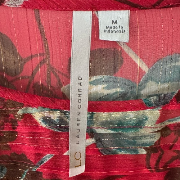 LC Lauren Conrad Red Floral Blouse - Picture 8 of 11